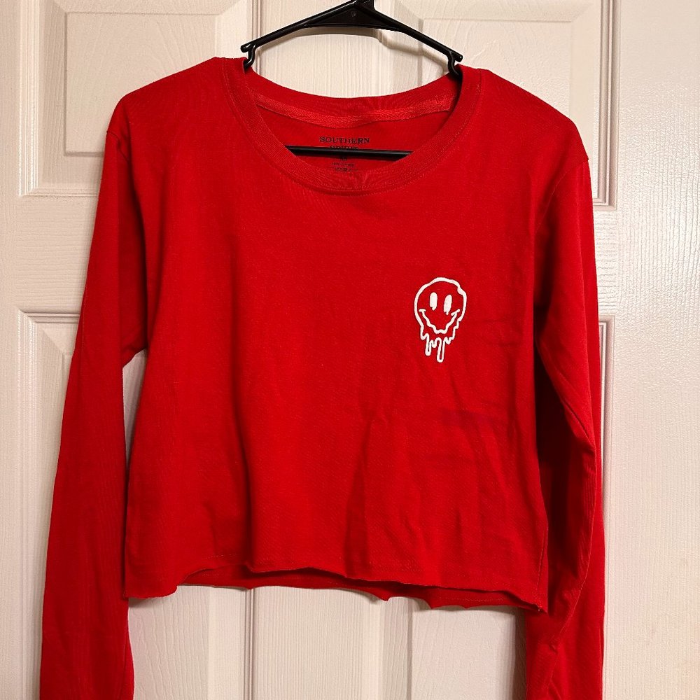 Women's Southern Spirit Red Long-sleeved Crop Top